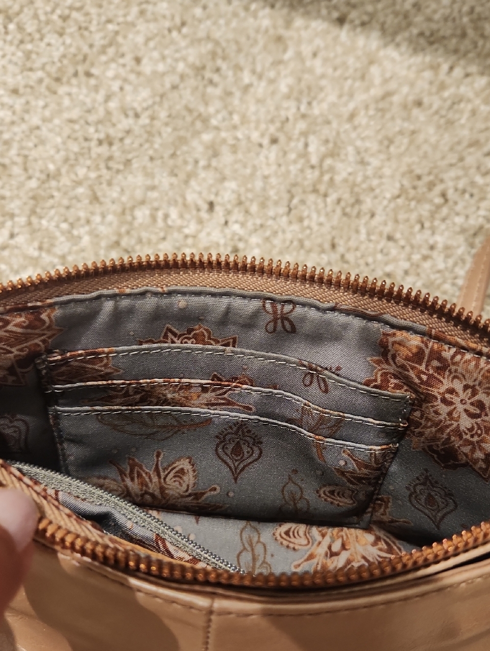 Leather Crossbody Wristlet in Champagne Bronze - Picture 4 of 7
